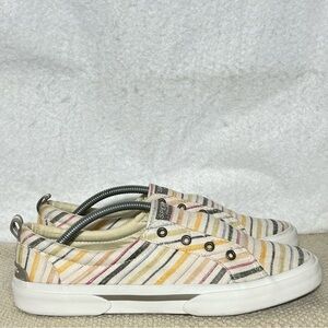 Sperry Womens Pier Wave Striped Woven Slip On Casual Fashion Sneaker Shoes SZ 9